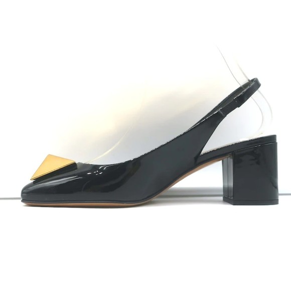 Valentino One Stud Slingback Pumps Black Patent Leather Size 36.5 NEW - Picture 6 of 10